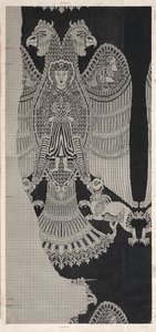 Skematisk tegning af Buyid Silk (1962.264) af Félix Guichert