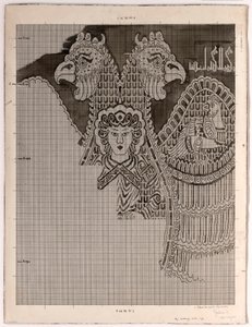 Skematisk tegning af Buyid Silk (1962.264) af Félix Guichert