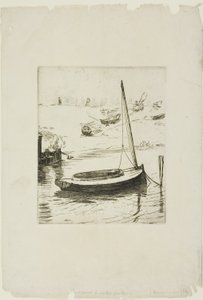 Båden med sænket sejl af Félix Henri Bracquemond
