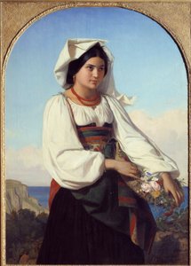 Ung pige iført blomster Maleri af Felix Joseph Barrias (1822-1907) 1846 Nantes, Musee des Beaux Arts
