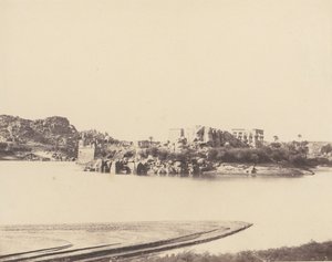 Øen Fileh Philæ, overblik taget fra sydøst ved punkt B, 1851-52, trykt 1853-54. af Félix Teynard