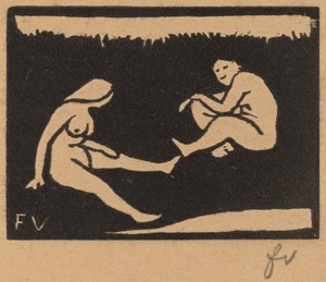 To siddende badende af Félix Vallotton