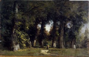 Skovbryn (forside), Animeret landskab (bagside), mellem 1850 og 1860 (olie på træ) af Félix Ziem