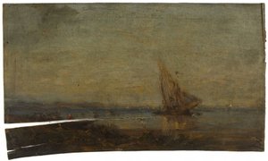 Foran Martigues, det gule sejl, ca. 1875 (olie på træ) af Félix Ziem