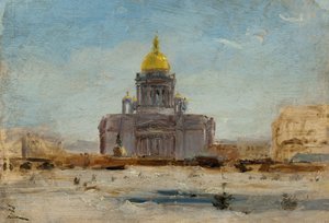 Sankt Petersborg, Sankt Isaac, mellem 1-1844 og 9-1844 (olie på papir på lærred) af Félix Ziem