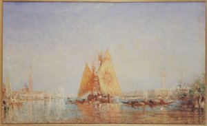 Venedig, Trabaccolo med gult sejl, mellem 1870 og 1890 (olie på lærred) af Félix Ziem