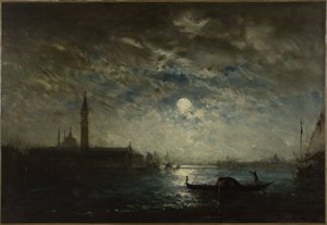 Venedig og Campanile i måneskin, mellem 1870 og 1890 (olie på lærred) af Félix Ziem