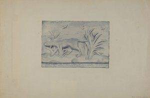 Reliefpanel af hund