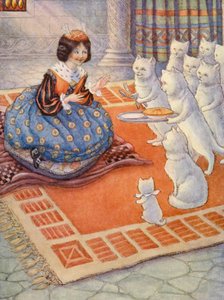 Kattene bragte prinsessen noget musetærte (farvelitografi)