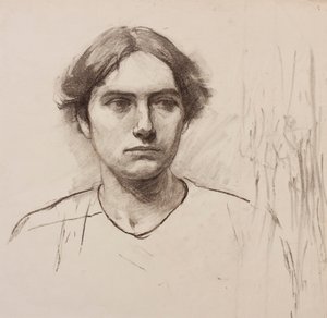 Leder af en kunstskolemodel, ca. 1900 (kul på papir) af Florence Eleanor Shepard