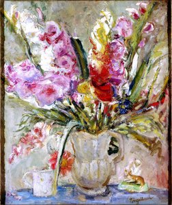 Gladioli (olie på lærred) af Florence Engelbach
