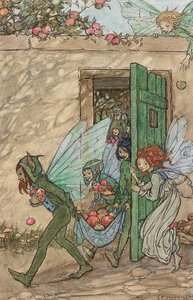 En illustration til Elfin Song (blyant, brunt blæk og akvarel)