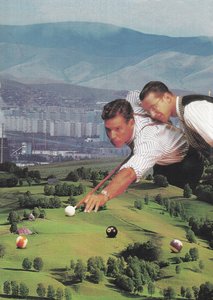 Billard med gode venner, 2020 (collage) af Florent Bodart