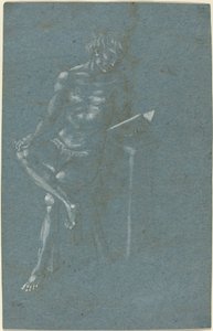 En ung mand, der sidder på en skammel og læser en bog (recto); Menneskets fald (et fragment af den nederste del) (verso) af Florentine 15th Century
