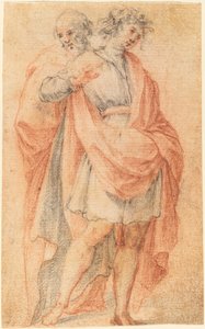 To mandsfigurer: en ung og en gammel mand af Florentine 17th Century