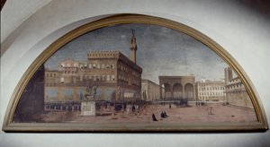 Lunette med udsigt over Piazza della Signoria, Firenze