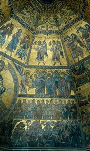 Mosaik på det hvælvede loft i St Johns Baptistry, Firenze (mosaik) af Florentine School