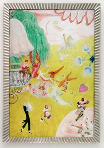 Kærlighedsflugt med et lyserødt slikhjerte af Florine Stettheimer