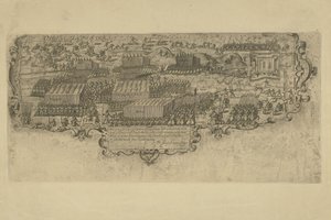 Slaget ved Leffingedijk mellem statstropperne af Ernst Casimir af Nassau og spanierne fra Albrecht af Østrig, 1600 af Floris Balthasarsz. van Berckenrode