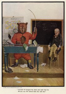 Teddy - B bankede på skrivebordet og sagde, at han ville køre skolen den dag og se
