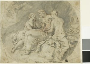Lot og hans døtre af Follower of Charles Le Brun
