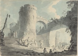 Havnescene af Follower of Claude Joseph Vernet