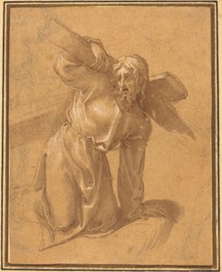 Kristus falder under korset af Follower of Francesco Salviati