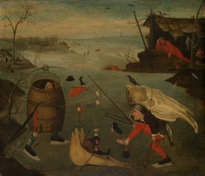 Grotesk duel på isen af Follower of Hieronymus Bosch