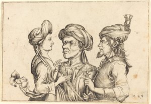 Tre orientalske figurer af Follower of Martin Schongauer