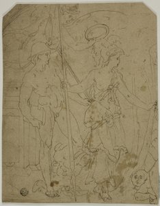 Scene med Mercury og Minerva af Fontainebleau School