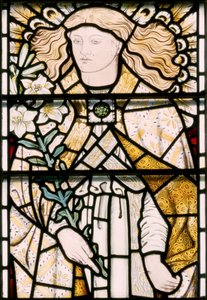 Ærkeenglen Michael, 1862 (farvet glas) af Ford Madox Brown