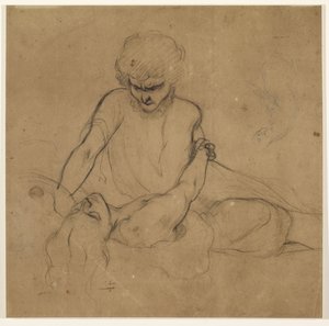 Parisinas søvn - Studie for prins Azo og Parisina af Ford Madox Brown