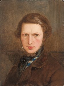 Selvportræt i brun frakke, ca. 1844 af Ford Madox Brown