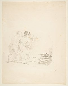 Mænd spytter mod en ild, ca. 1820-1850. af Formerly attributed to Goya