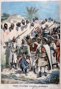 Kolonne af oprørske marokkanere taget til fange ved Tadla af Sultan Abdul-Hafizs hær, 1897. af Fortuné Méaulle