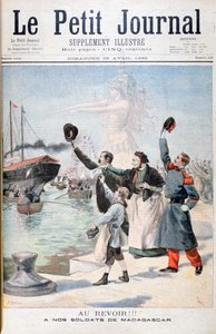 Farvel!!, franske soldater på vej til Madagaskar, 1895 af Fortuné Méaulle
