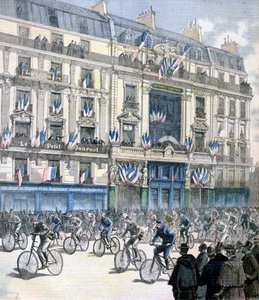 Start af cykelløbet Paris-Brest-Paris, 1891 af Fortuné Méaulle