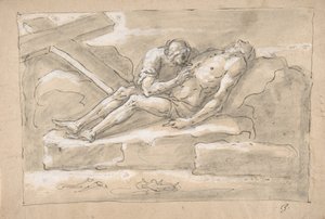 Den døde Kristus sørget af Magdalen, der ærer sit sidesår., 1787-1863.