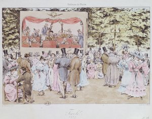 Musikalsk underholdning i det nye Tivoli, Paris, indgraveret af C. Motte, 1827 af Fortune Delarue