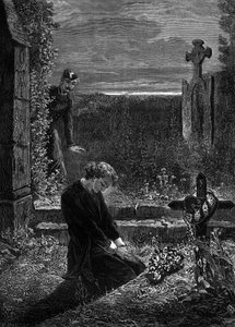 Illustration til romanen "Les Miserables" af Victor Hugo (3. del: Marius), kobberstik af Meaulle: Marius af Fortune Louis Meaulle