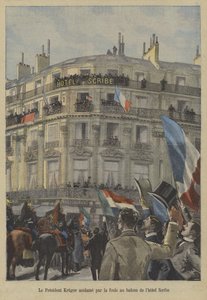 Paul Kruger, tidligere præsident for Transvaal, på balkonen på Hotel Scribe i Paris, modtog hyldest fra publikum