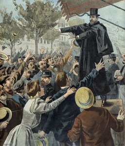Paul Deroulede ved en demonstration i Paris i 1898 (kobberstik)
