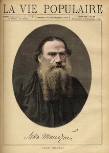Portræt af Leon Tolstoi (1828-1910), russisk forfatter. Illustration af F. Meaulle. Stik fra 1890 i "La vie populaire". Privat samling af Fortune Louis Meaulle