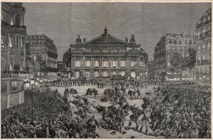 Optøjer i Paris mod opførelsen af Richard Wagners "" Lohengrin"" på Palais Garnier 1891 - Demonstration patriotique, place de l