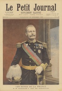 Kongelige besøgende til Frankrig: Carlos I, konge af Portugal (farve litho) af Fortune Louis Meaulle