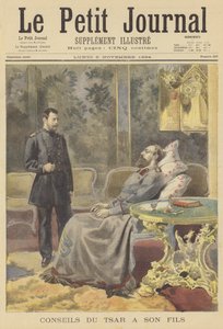 Den døende zar Alexander III af Rusland giver råd til sin søn af Fortune Louis Meaulle