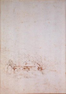 En gård blandt træer (verso) (pen, brunt og sort blæk på papir) (for recto se 152660) af Fra Bartolomeo