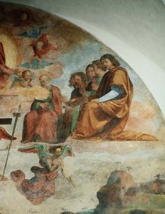 Den sidste dom, detalje, der skildrer apostlene til venstre for Kristus af Fra Bartolomeo