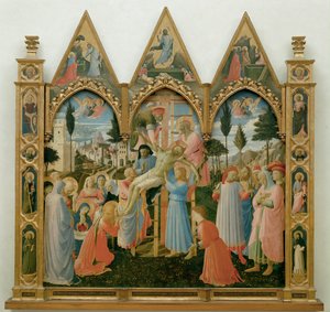 Og Lorenzo Monaco: Afsættelse fra Den Hellige Treenigheds alter af Fra (c.1387-1455) Angelico