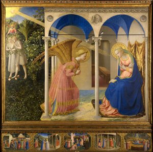 Angelico, Fra Giovanni, da Fiesole (ca. 1400-1455) Bebudelsen Tempera på panel renæssancen 1430-1432 Italien, Florentine School Museo del Prado, Madrid 154x194 Maleri